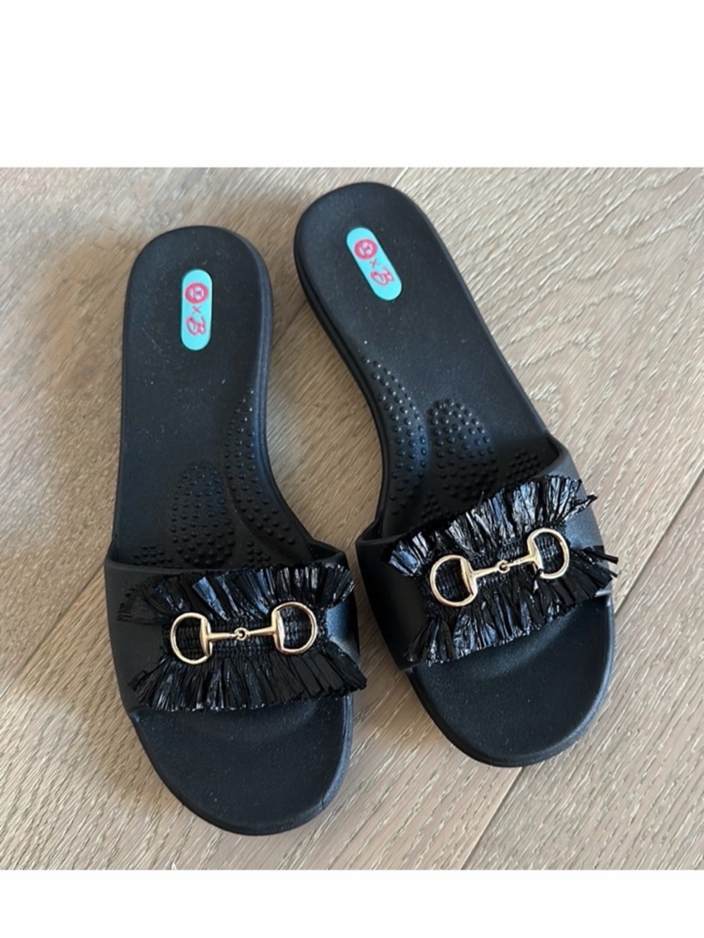 OKA B X LISI LERCH Black Horsebit Slides